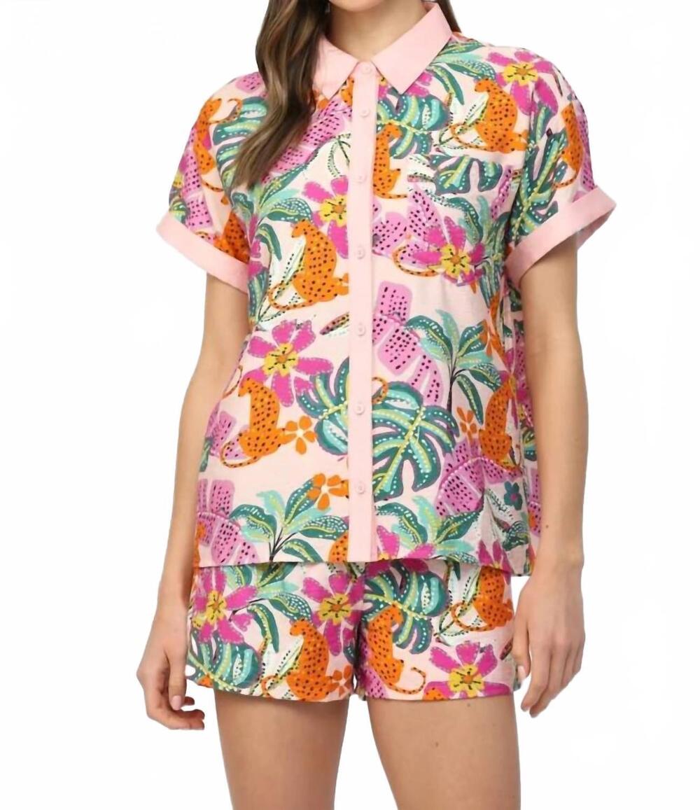 NEW FATE women's jungle chaos button up in multi